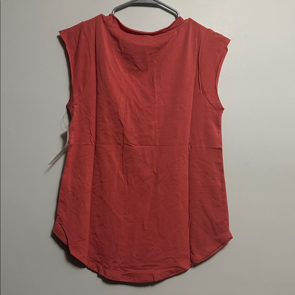 Mono B Women's Red Clay Muscle Tee V Neck - Picture 4 of 4